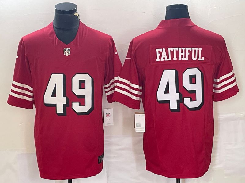 Men San Francisco 49ers 49 Faithful Red 2023 Nike Vapor Limited NFL Jersey style 3